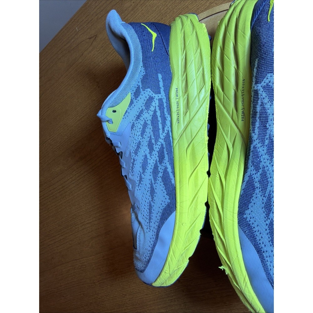 HOKA ONE ONE Men's Shoes Size 14 2E Speedgoat 5 Wide Stone Blue/ Dark Citron - Picture 11 of 16